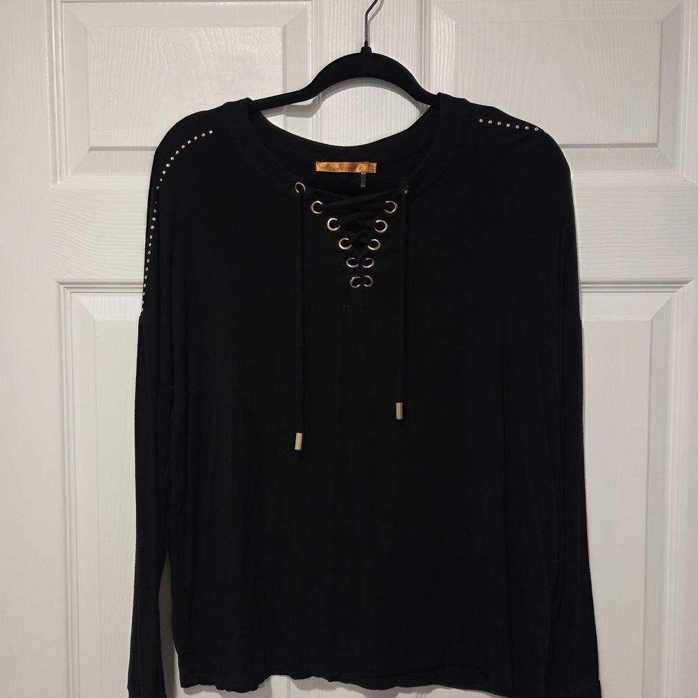 Black Lace-Up Women Top